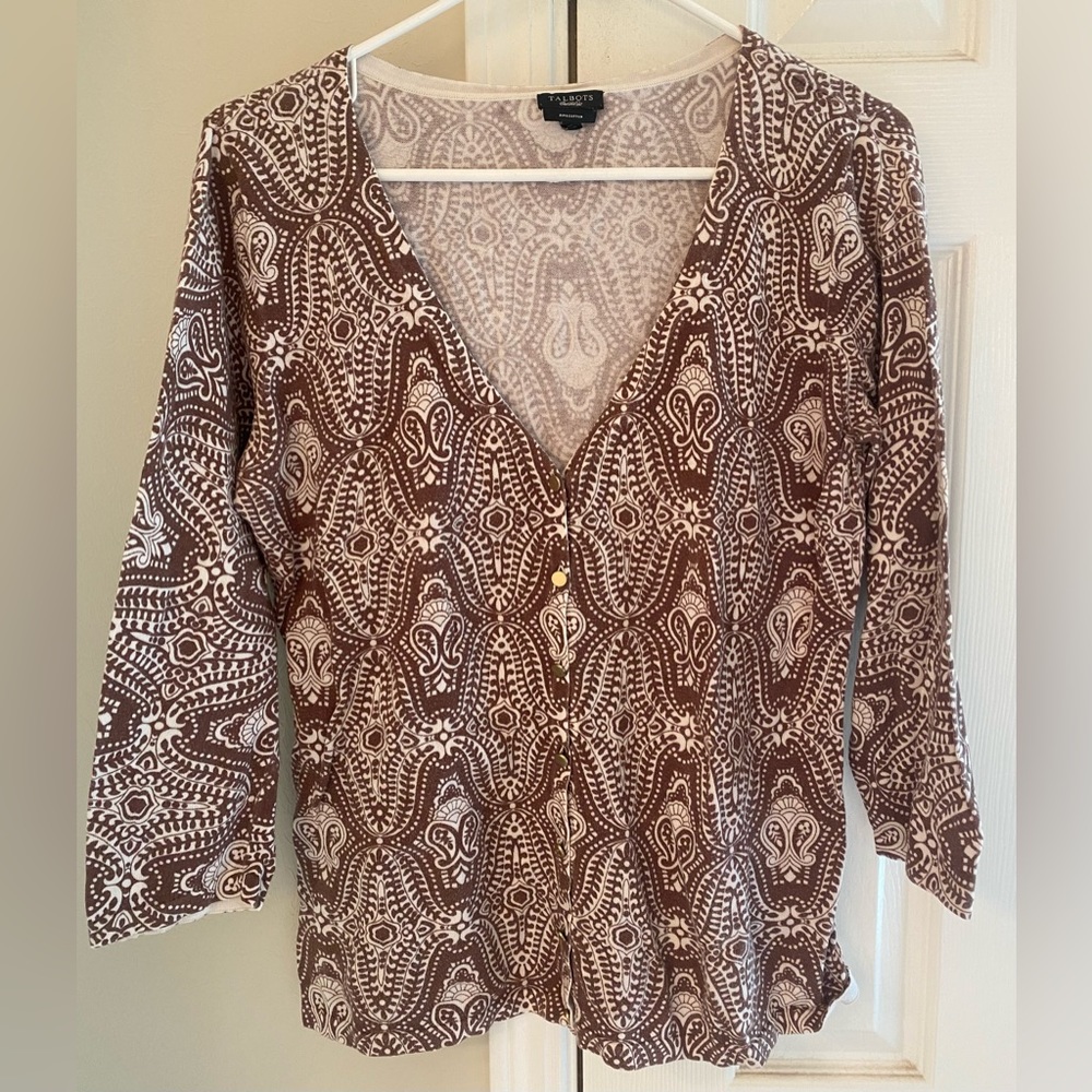 Talbots, quarter sleeve button-up top.